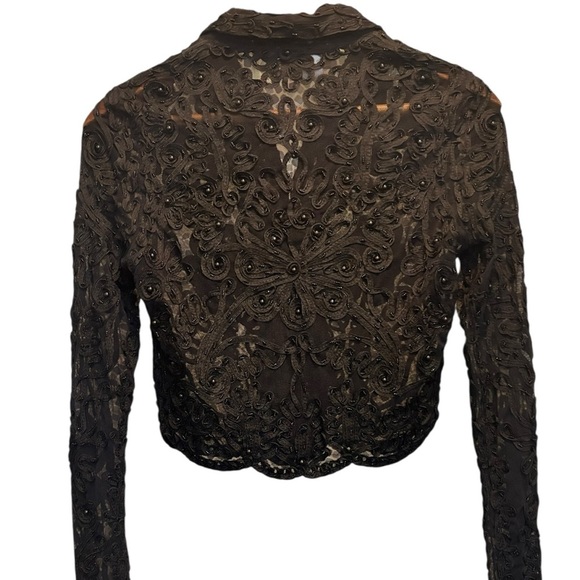 Vintage Cache Black Lace Cropped Button Down Top / Jacket Size Large - Picture 4 of 11